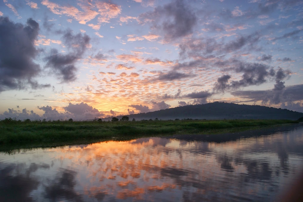 lever de soleil sur les marais de Kaw en Guyane